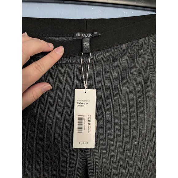 Nwt Eileen Fisher Charcoal Gray Herringbone Tweed Leggings 1X Polyester Stretch - Picture 7 of 15